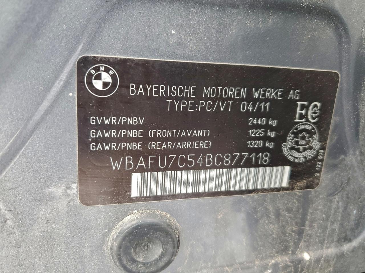 2011 BMW 535 Xi VIN: WBAFU7C54BC877118 Lot: 93751775