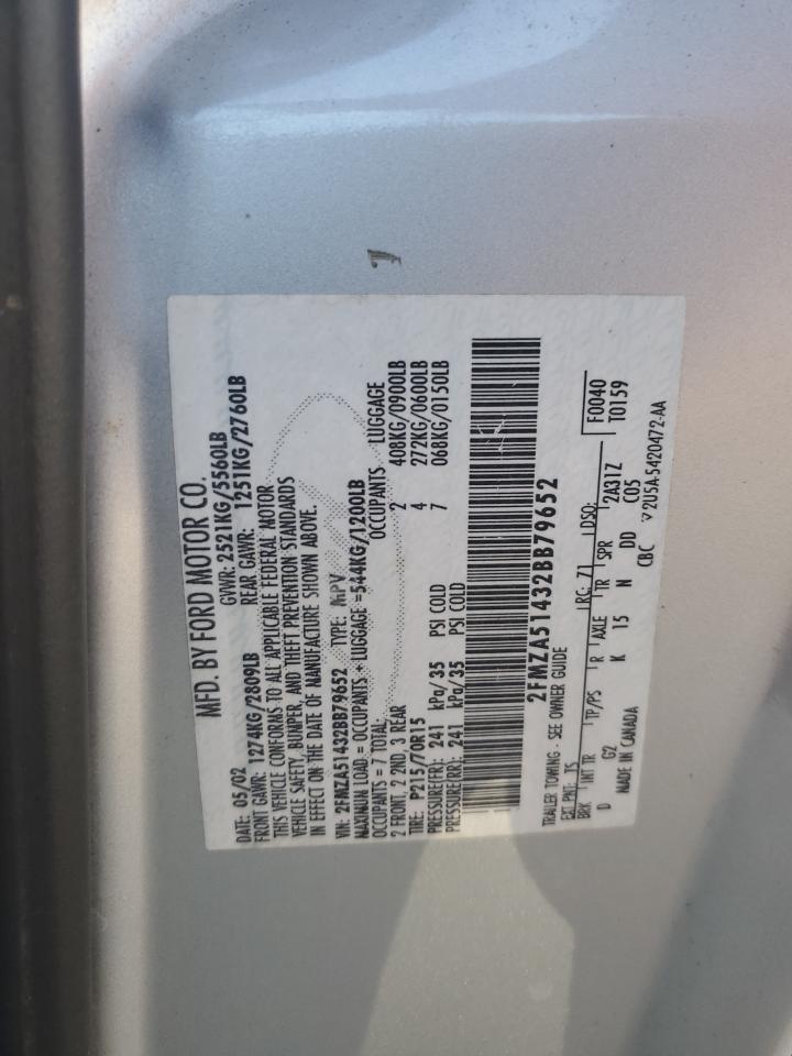 2002 Ford Windstar Lx VIN: 2FMZA51432BB79652 Lot: 87004705