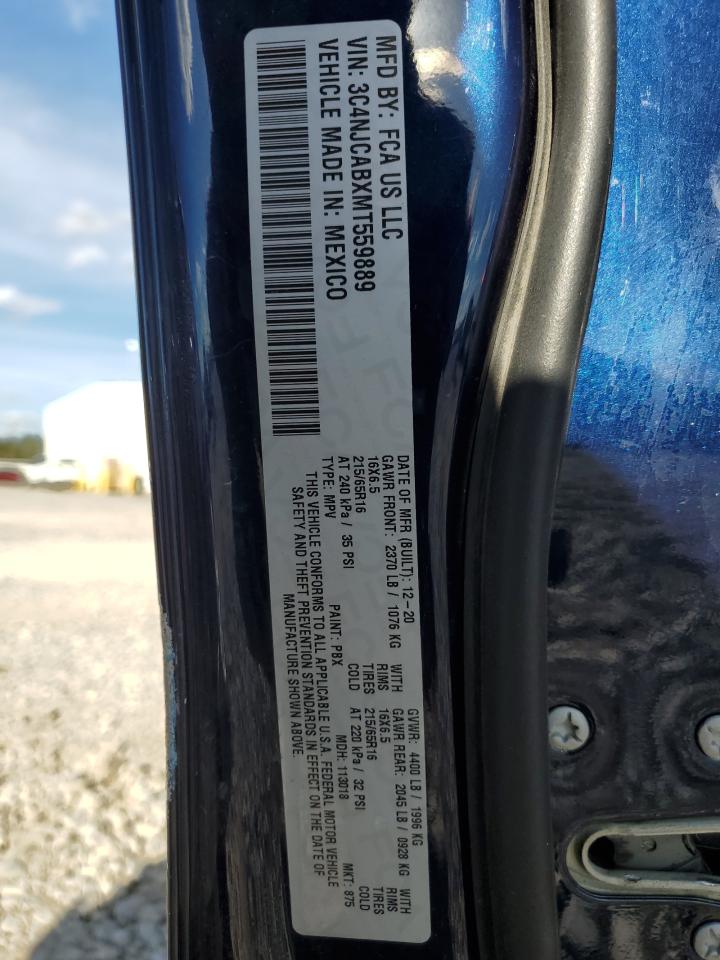 2021 Jeep Compass Sport VIN: 3C4NJCABXMT559889 Lot: 92315835