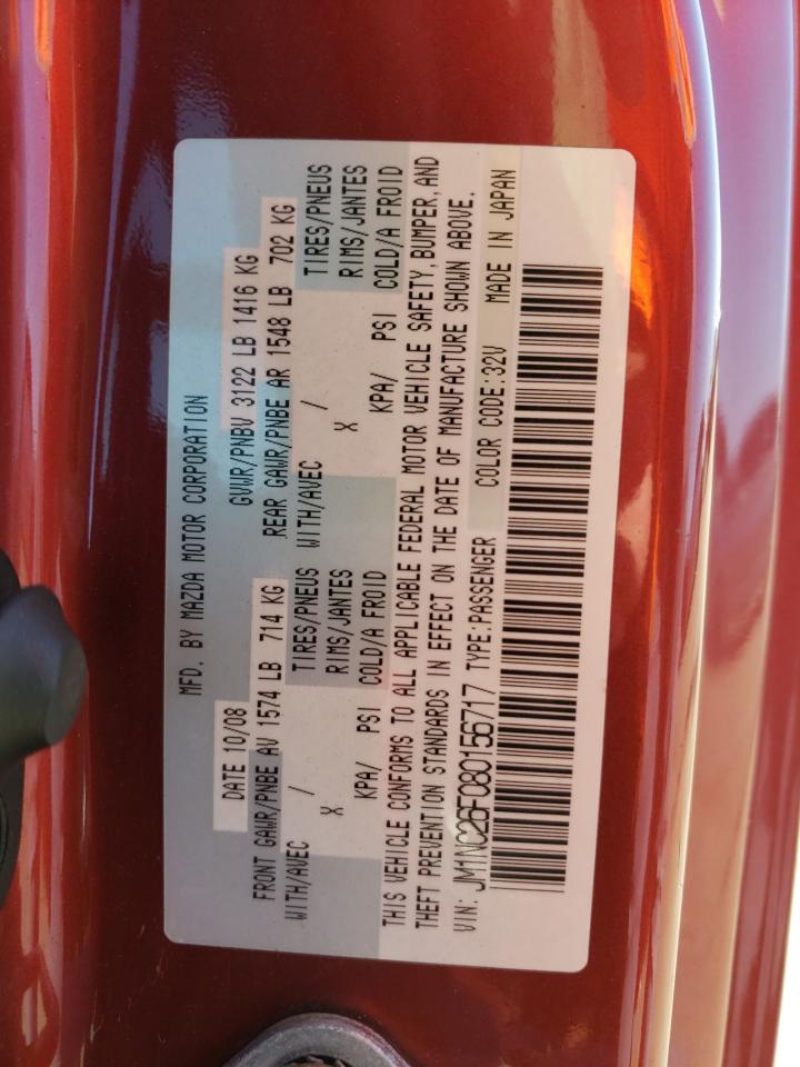 2008 Mazda Mx-5 Miata VIN: JM1NC26F080156717 Lot: 92718045