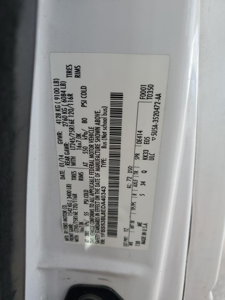 2014 Ford Econoline E350 Super Duty Wagon VIN: 1FBSS3BL8EDA40343 Lot: 92053445