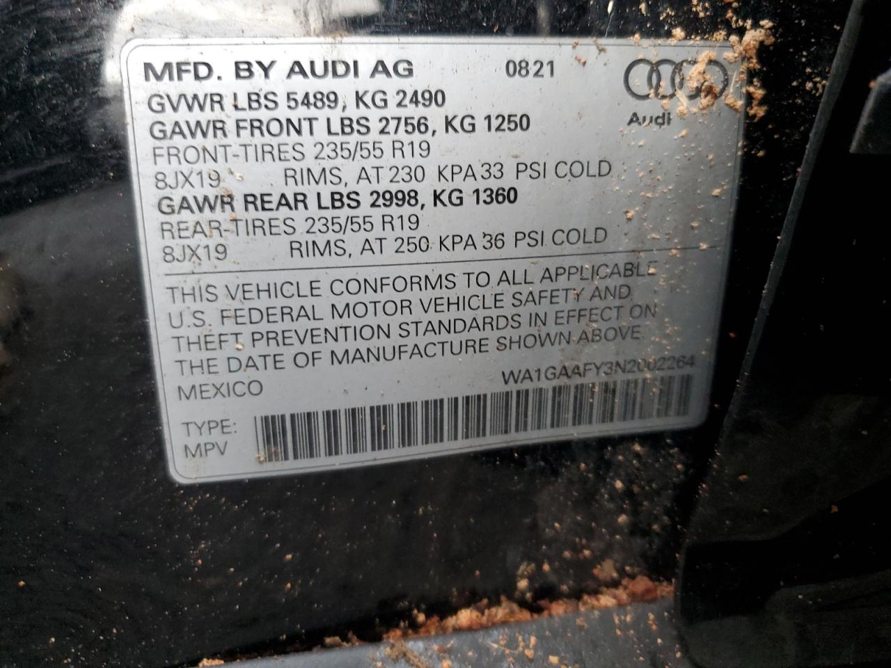 2022 Audi Q5 Premium 45 VIN: WA1GAAFY3N2002264 Lot: 92421755