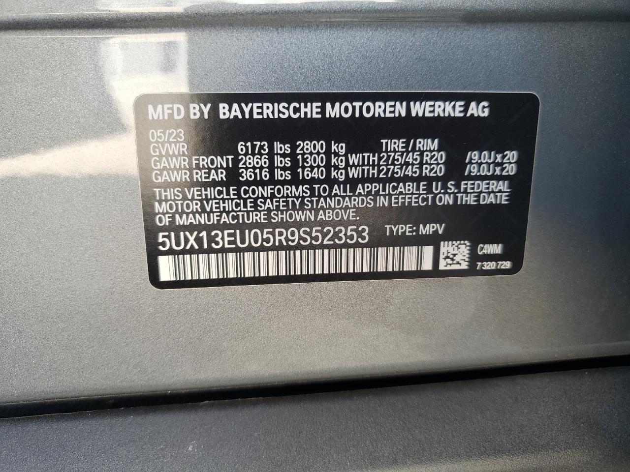 2024 BMW X5 Sdrive 40I VIN: 5UX13EU05R9S52353 Lot: 92240705