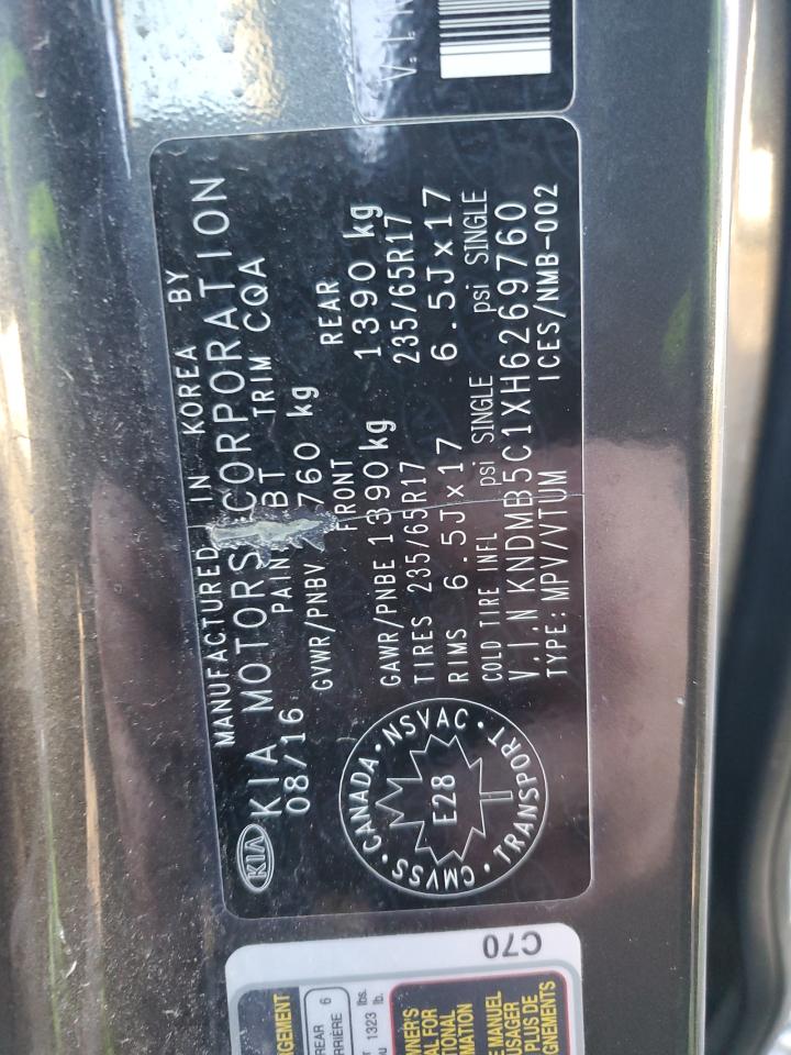 2017 Kia Sedona Lx VIN: KNDMB5C1XH6269760 Lot: 93491465