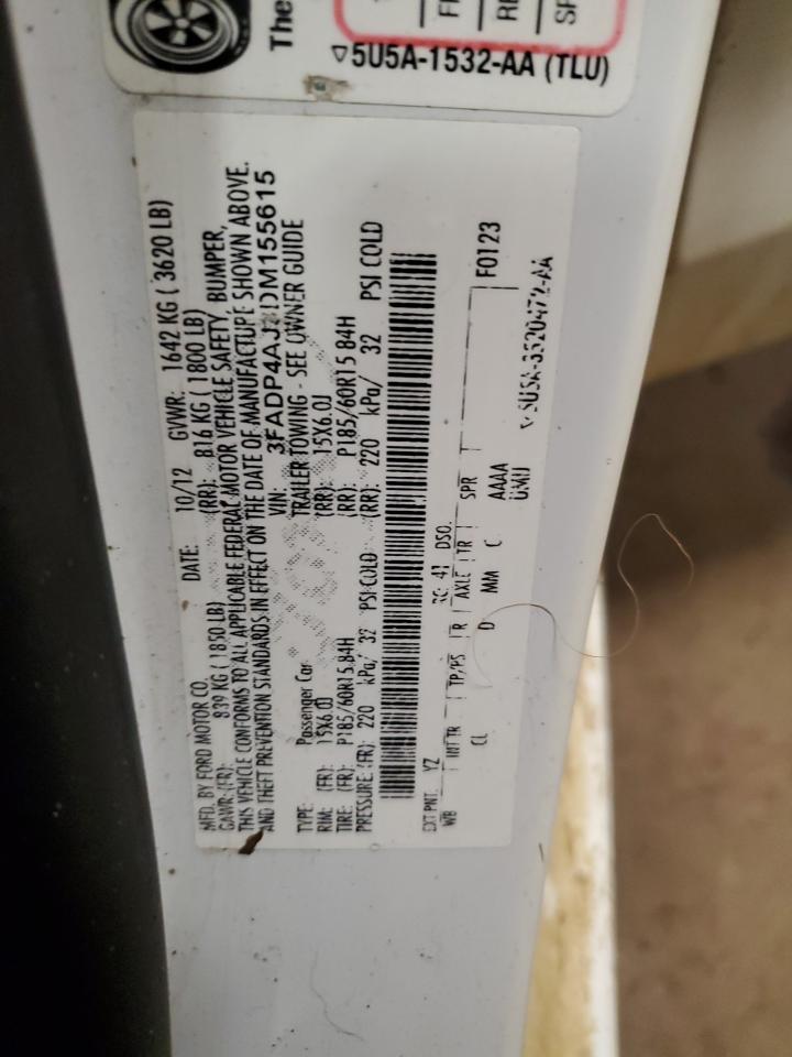 2013 Ford Fiesta S VIN: 3FADP4AJ3DM155615 Lot: 93530105