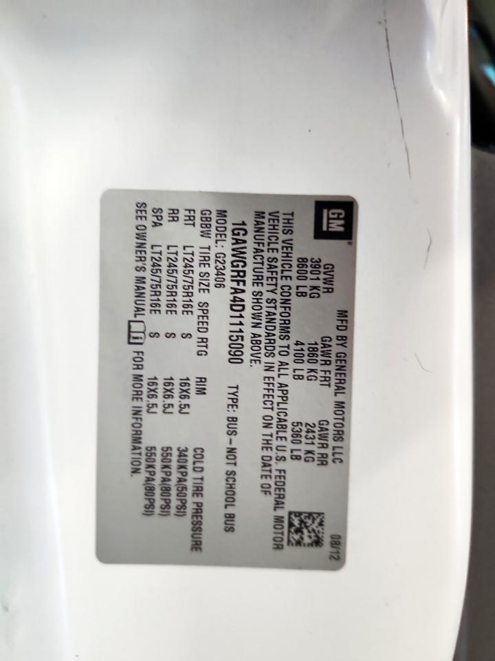 2013 Chevrolet Express G2500 Lt VIN: 1GAWGRFA4D1115090 Lot: 92719895