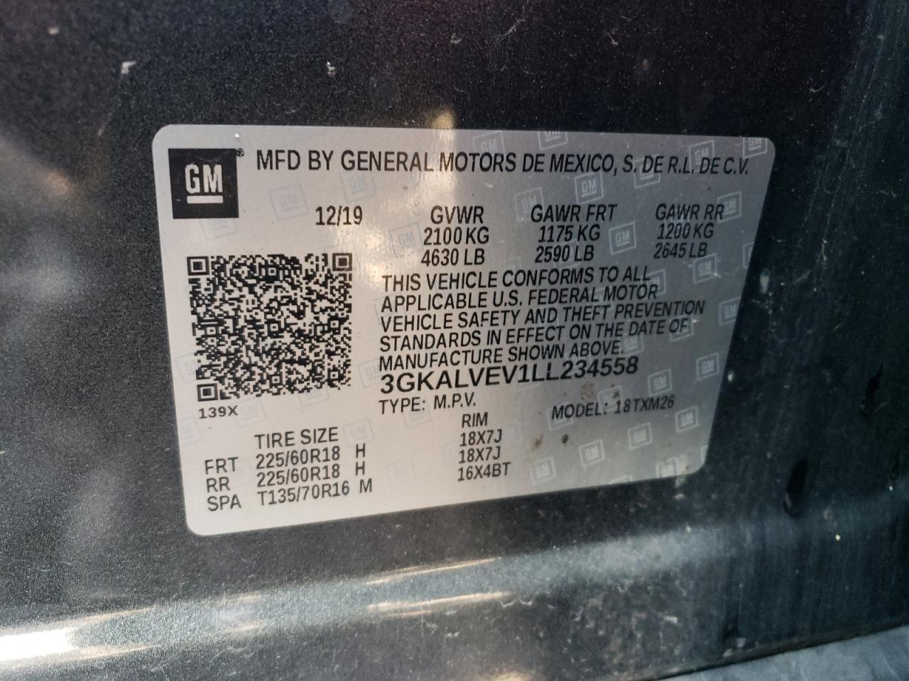 2020 GMC Terrain Slt VIN: 3GKALVEV1LL234558 Lot: 90802425