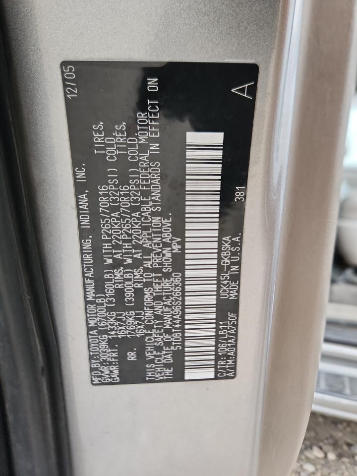 2006 Toyota Sequoia Sr5 VIN: 5TDBT44A96S266360 Lot: 93323285