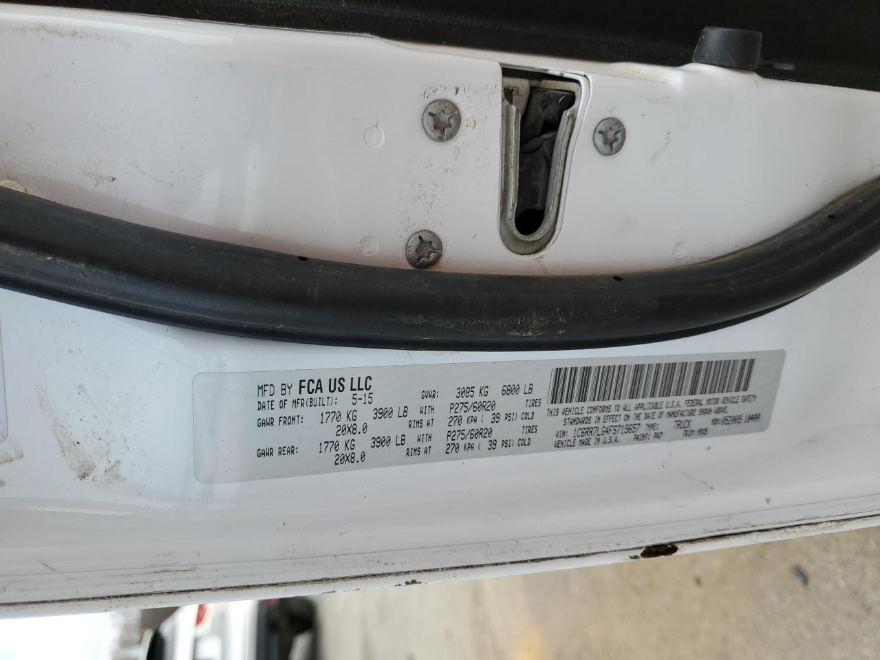 2015 Ram 1500 Slt VIN: 1C6RR7LG4FS719657 Lot: 92242945