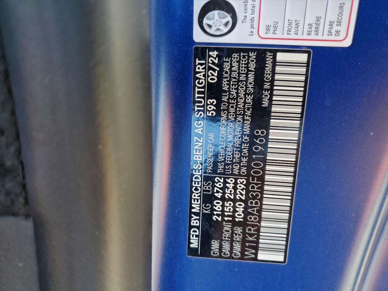 2024 Mercedes-Benz Amg Gt 55 VIN: W1KRJ8AB3RF001968 Lot: 94796465