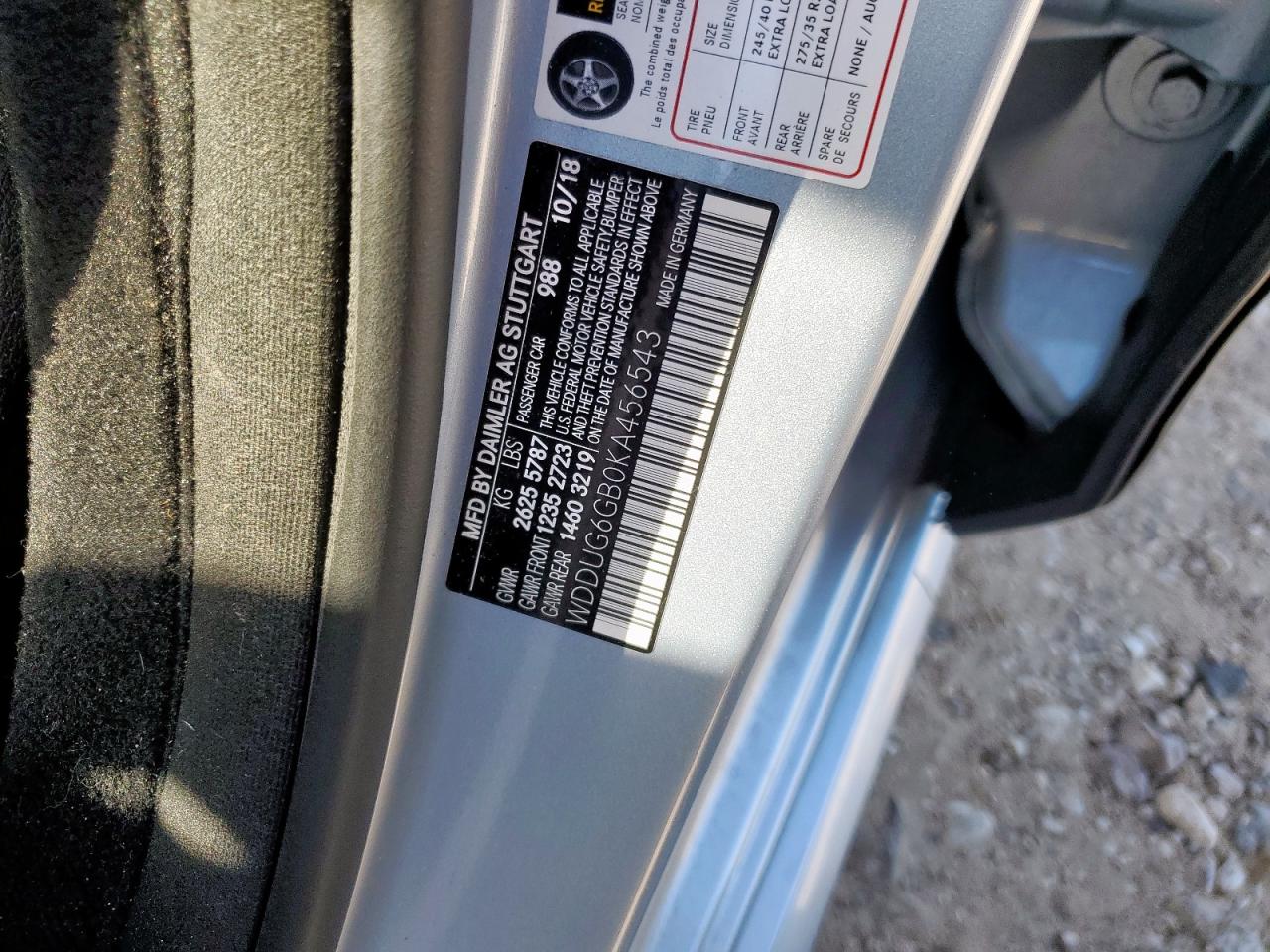 2019 Mercedes-Benz S 450 VIN: WDDUG6GB0KA456543 Lot: 92719885