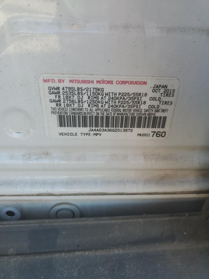 2016 Mitsubishi Outlander Se VIN: JA4AD3A36GZ013872 Lot: 92823985