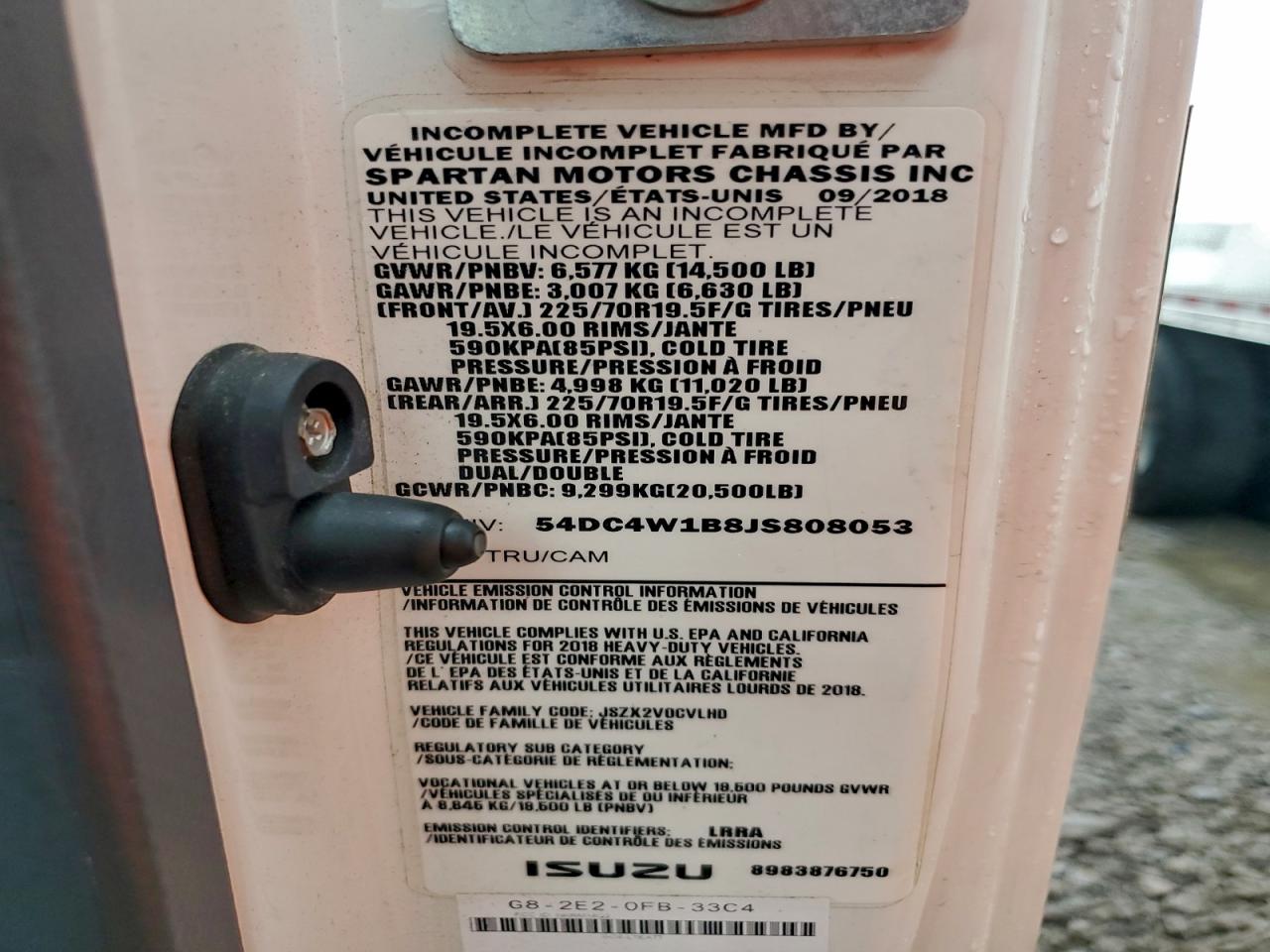 2018 Isuzu Npr Hd VIN: 54DC4W1B8JS808053 Lot: 93130565