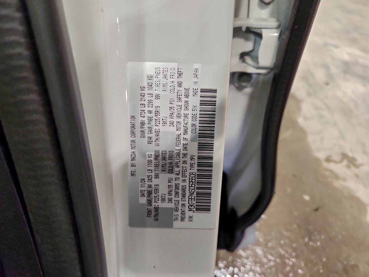 2025 Mazda Cx-5 Premium Plus VIN: JM3KFBEM4S0595508 Lot: 93836935