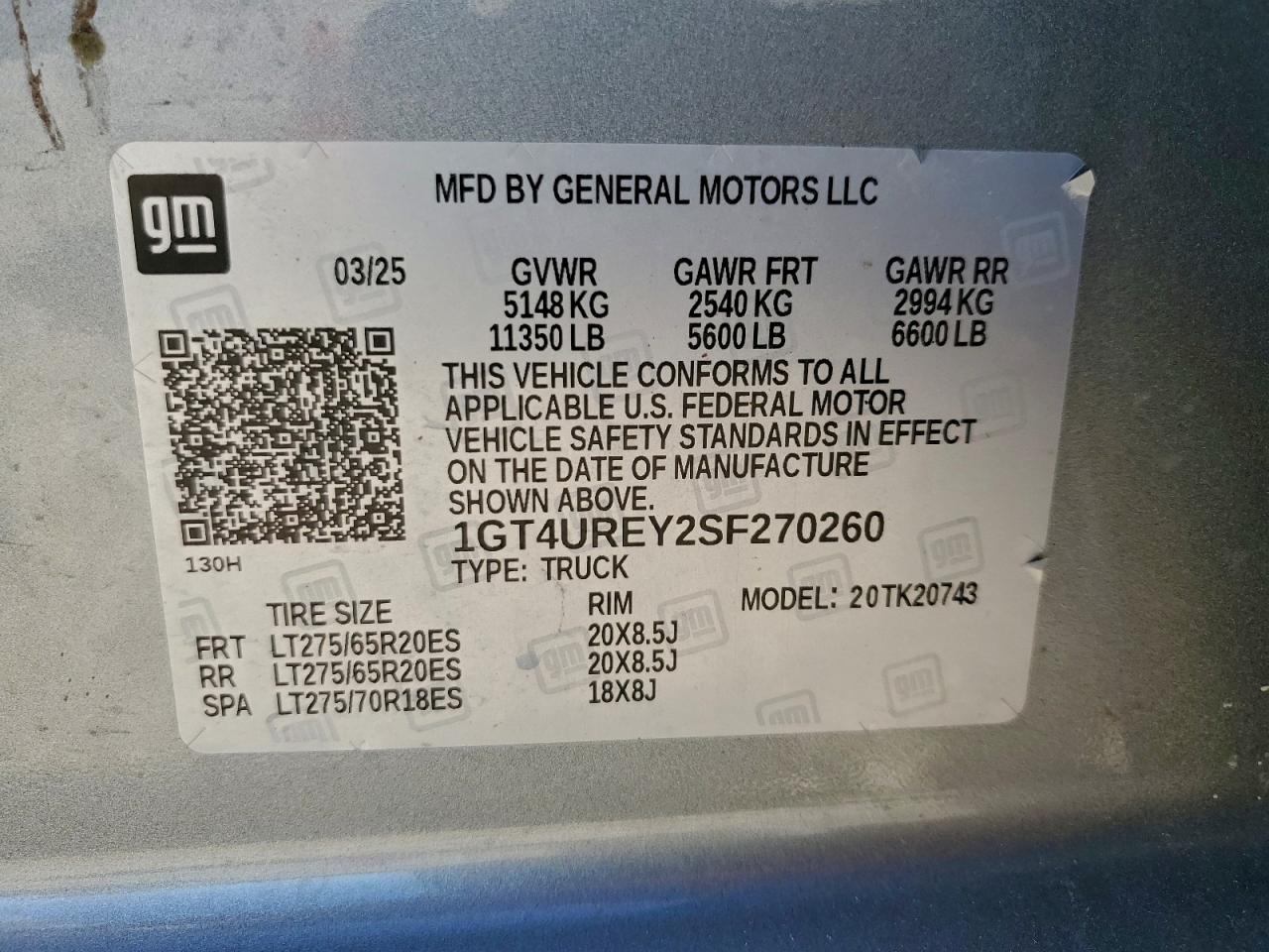 2025 GMC Sierra K2500 Denali VIN: 1GT4UREY2SF270260 Lot: 92827135