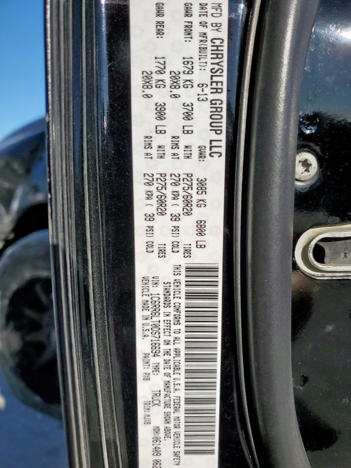 2013 Ram 1500 Slt VIN: 1C6RR6LT0DS716694 Lot: 91550245