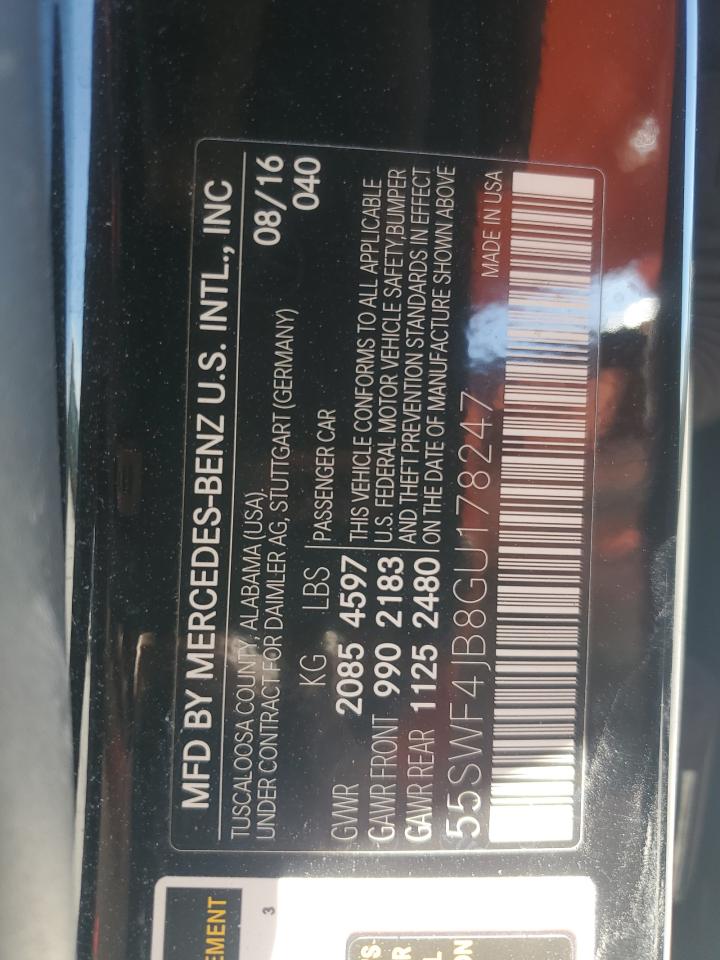 2016 Mercedes-Benz C 300 VIN: 55SWF4JB8GU178247 Lot: 93565845