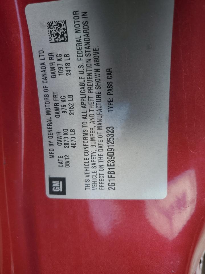 2013 Chevrolet Camaro Lt VIN: 2G1FB1E39D9125323 Lot: 92645615