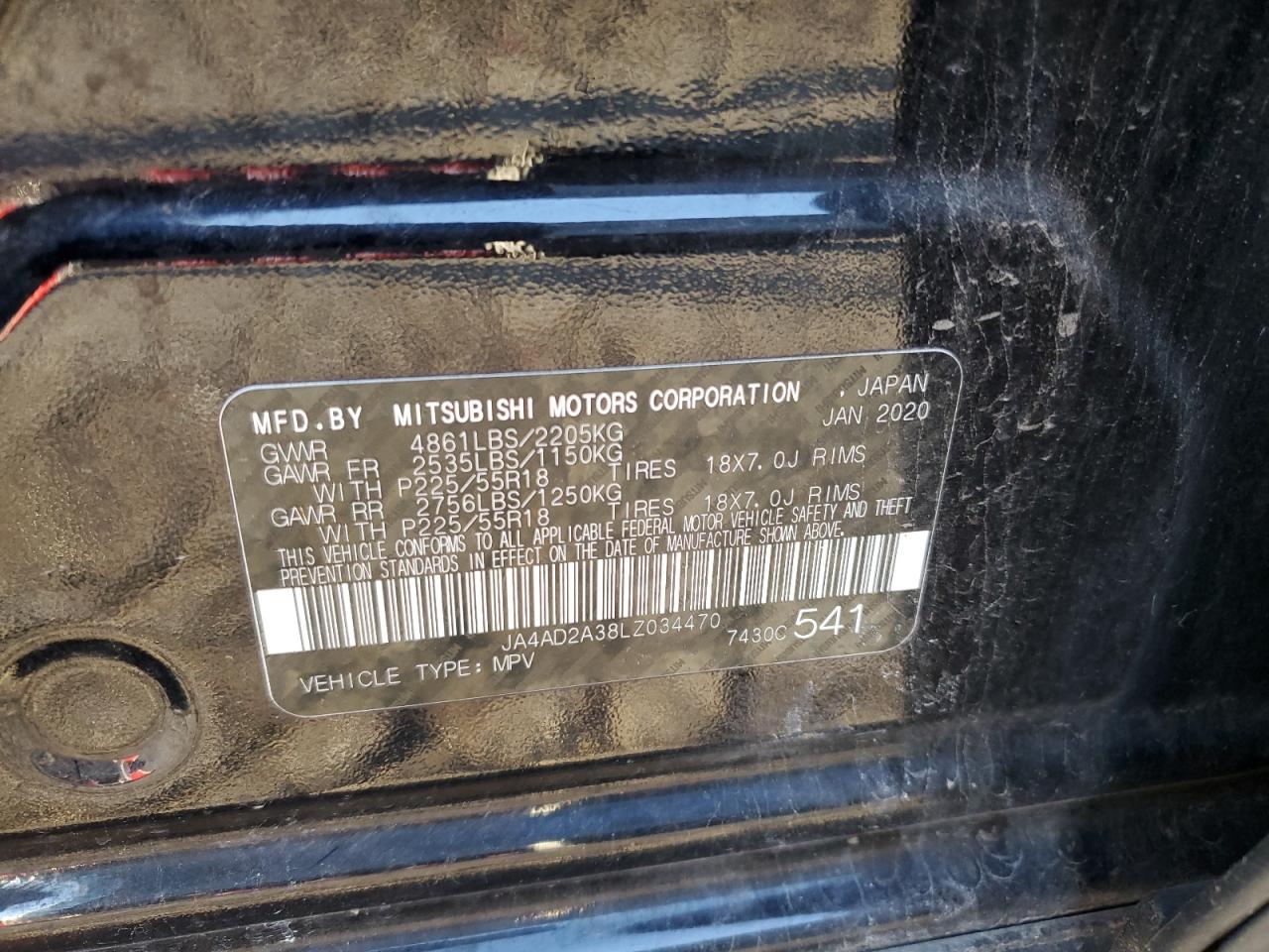 2020 Mitsubishi Outlander Es VIN: JA4AD2A38LZ034470 Lot: 89888685