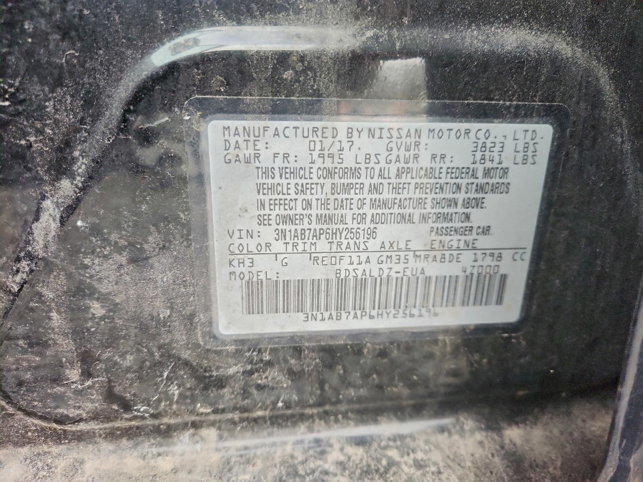 2017 Nissan Sentra S VIN: 3N1AB7AP6HY256196 Lot: 94542735