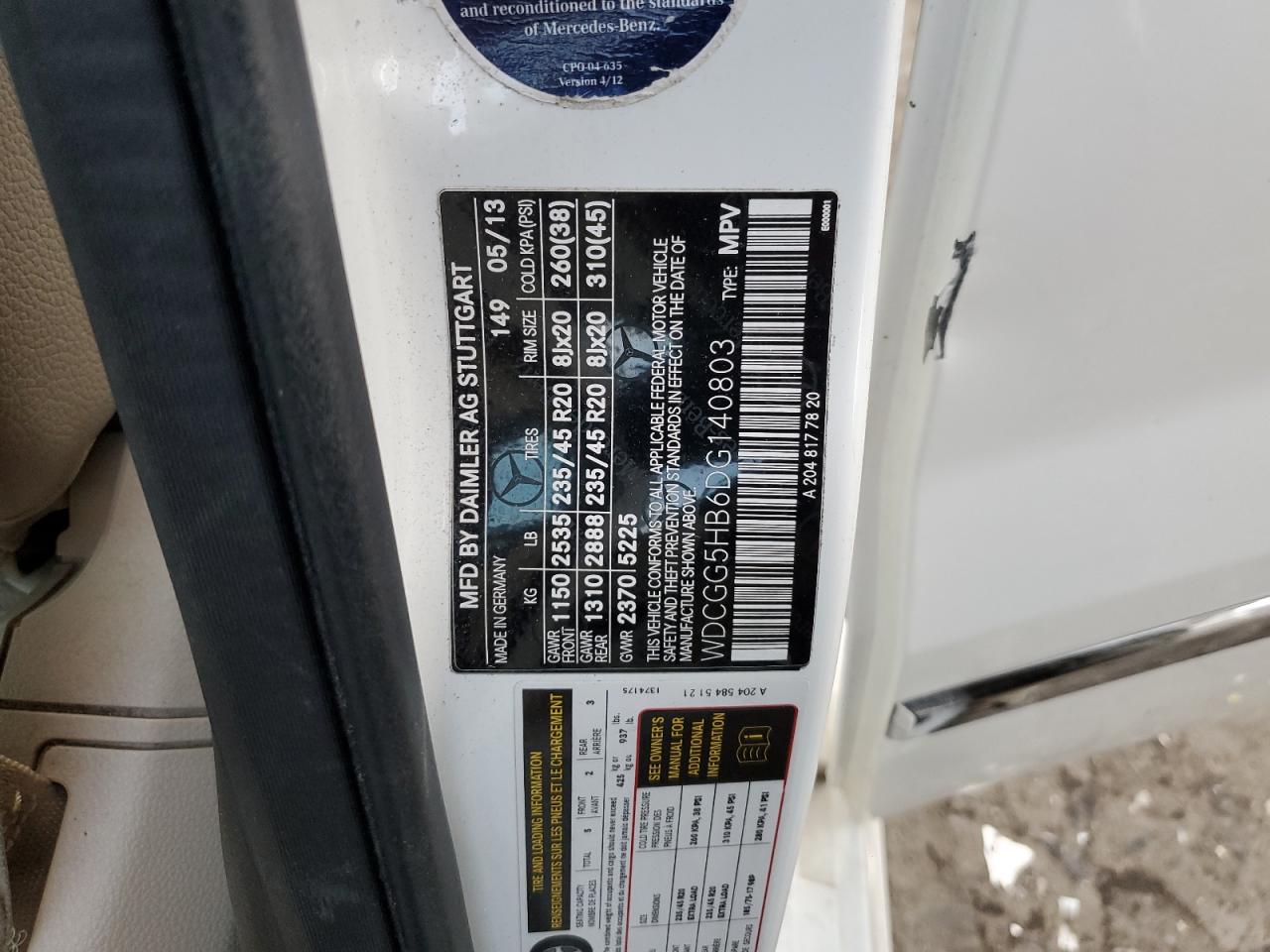 2013 Mercedes-Benz Glk 350 VIN: WDCGG5HB6DG140803 Lot: 92393375