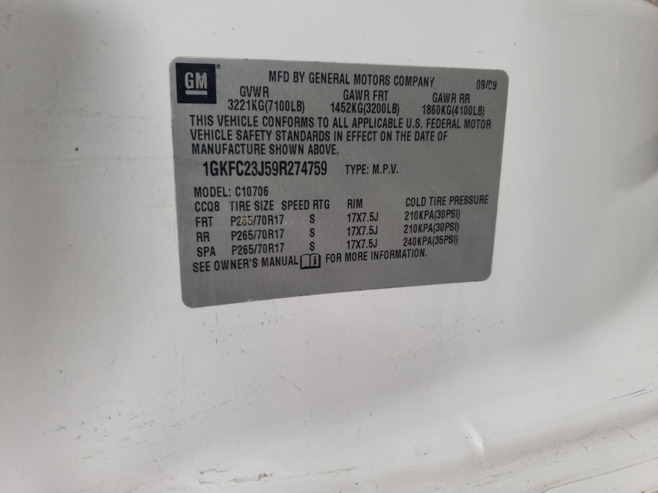 2009 GMC Yukon Sle VIN: 1GKFC23J59R274759 Lot: 93854955