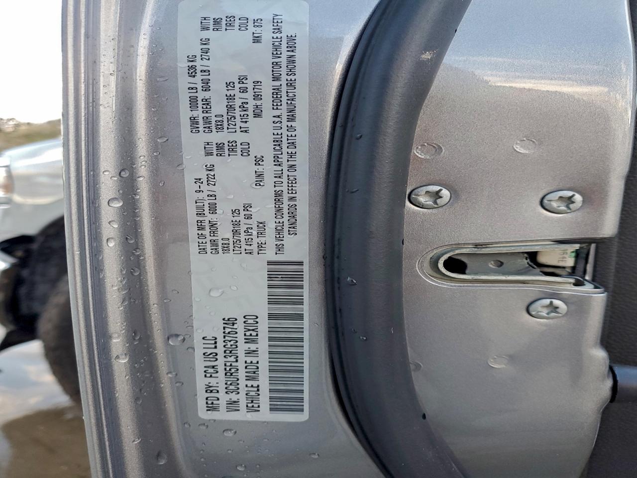 2024 Ram 2500 Laramie VIN: 3C6UR5FL3RG376746 Lot: 93126155