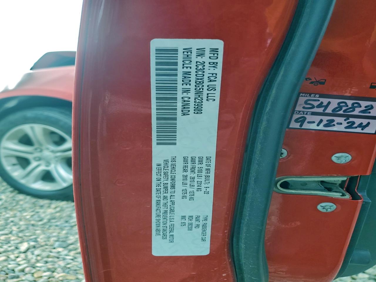 2022 Dodge Charger Sxt VIN: 2C3CDXBG5NH239989 Lot: 94097935