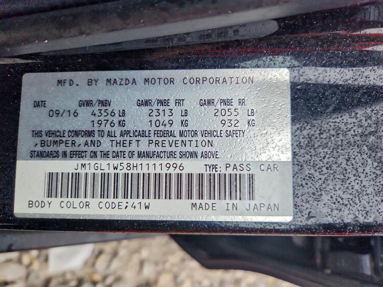 2017 Mazda 6 Grand Touring VIN: JM1GL1W58H1111996 Lot: 91901865