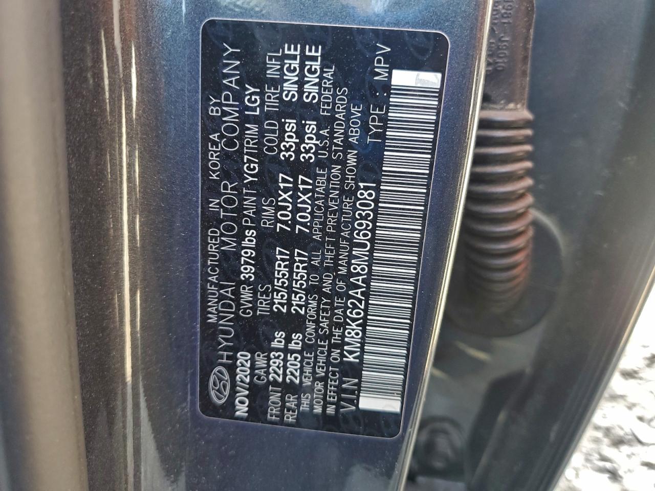 2021 Hyundai Kona Sel Plus VIN: KM8K62AA8MU693081 Lot: 92836075