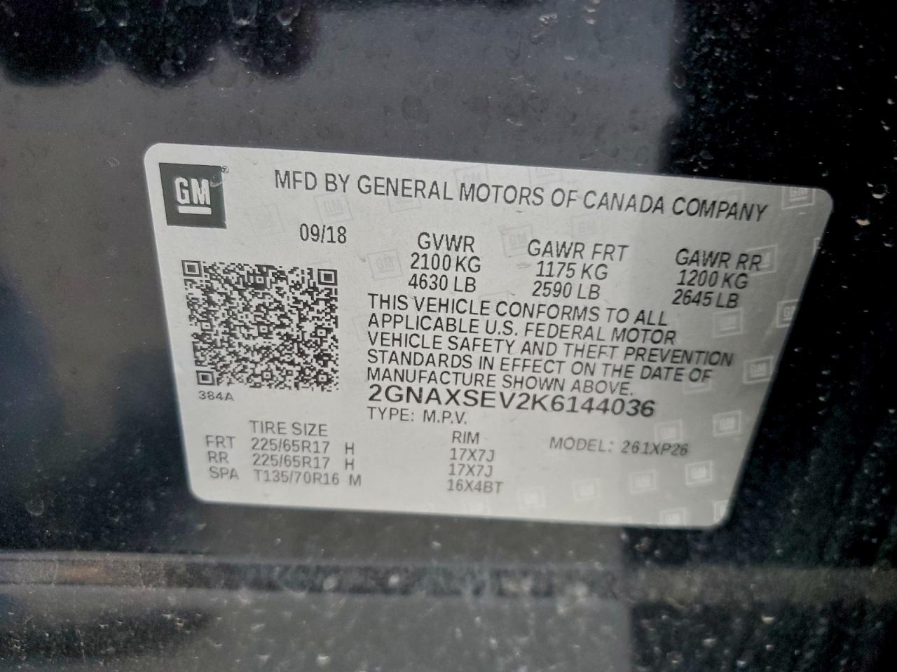 2019 Chevrolet Equinox Ls VIN: 2GNAXSEV2K6144036 Lot: 91215415