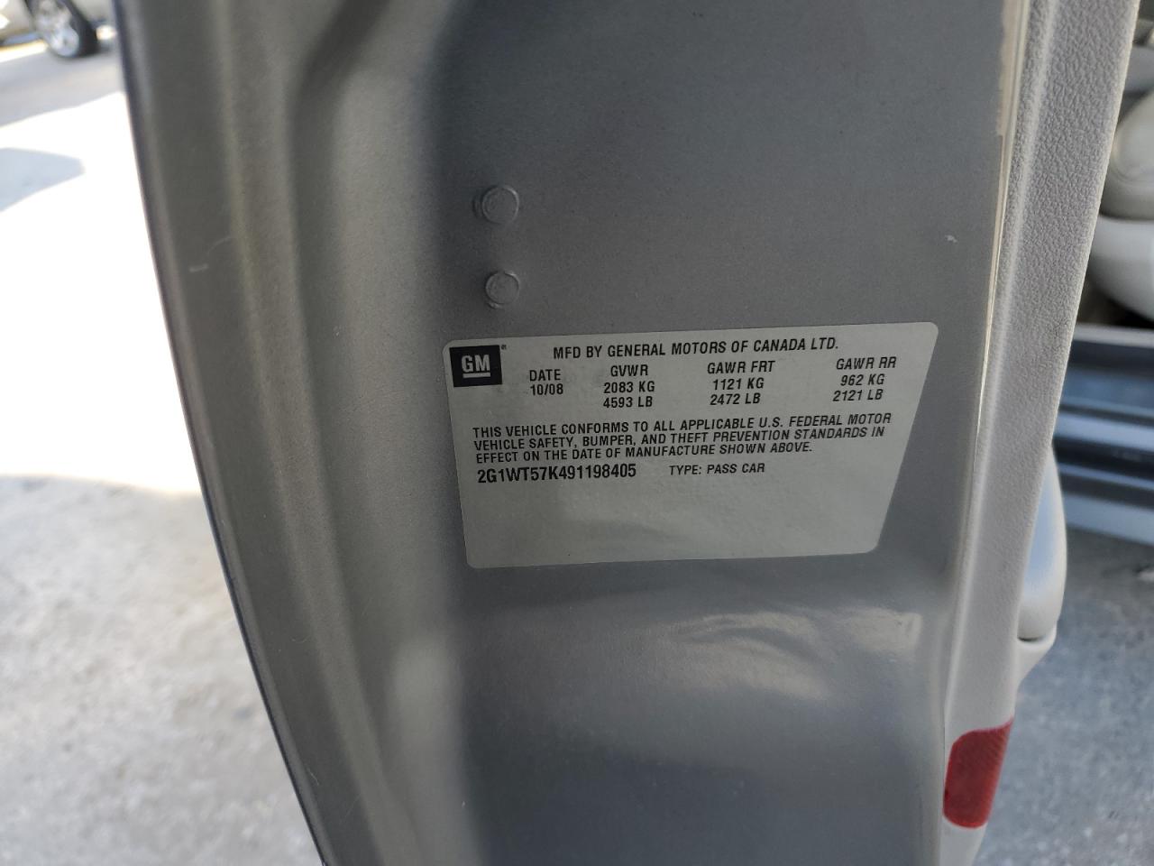 2009 Chevrolet Impala 1Lt VIN: 2G1WT57K491198405 Lot: 91923935