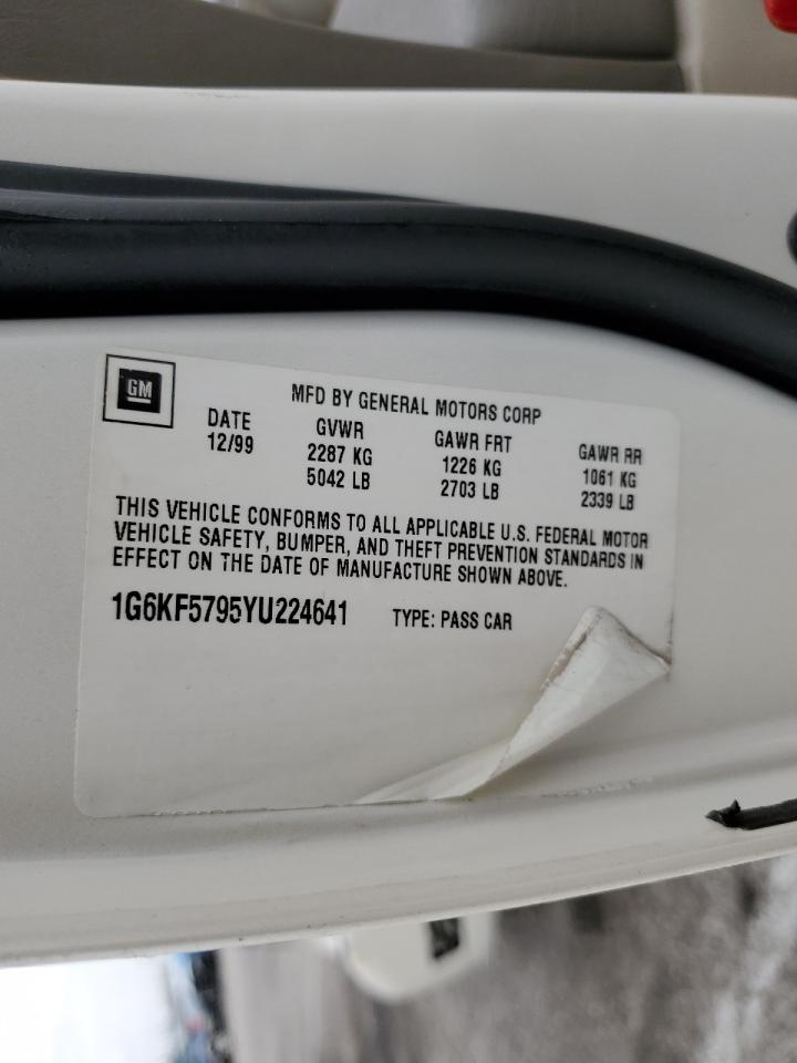 2000 Cadillac Deville Dts VIN: 1G6KF5795YU224641 Lot: 91324395