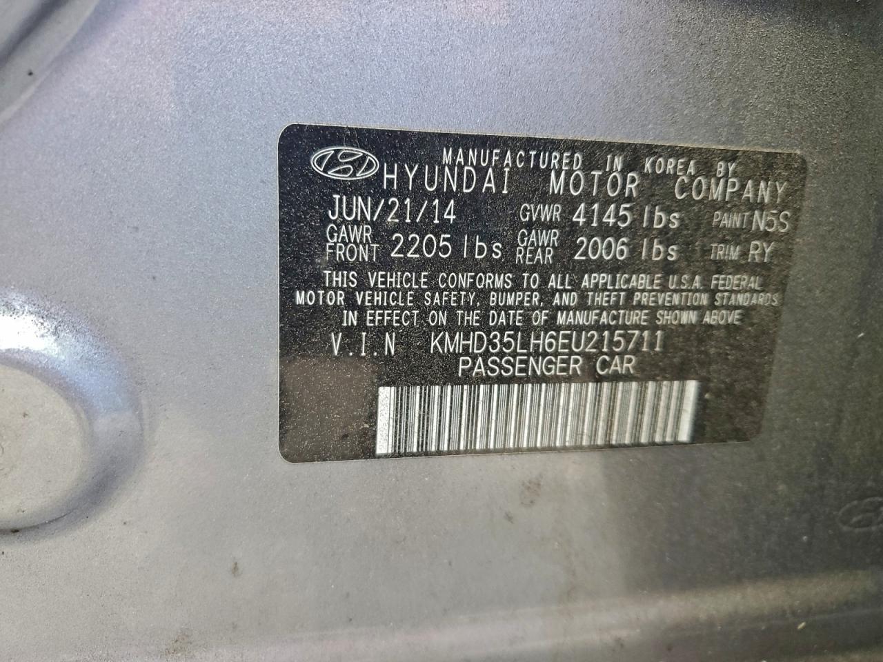 2014 Hyundai Elantra Gt VIN: KMHD35LH6EU215711 Lot: 94321165