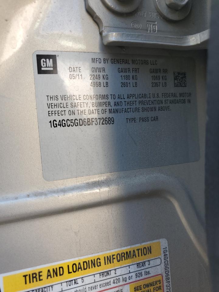 2011 Buick Lacrosse Cxl VIN: 1G4GC5GD6BF372689 Lot: 92580535