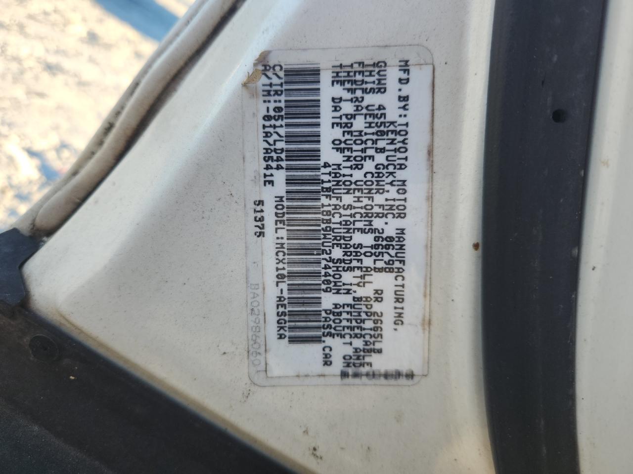 1998 Toyota Avalon Xl VIN: 4T1BF18B9WU274409 Lot: 91217575