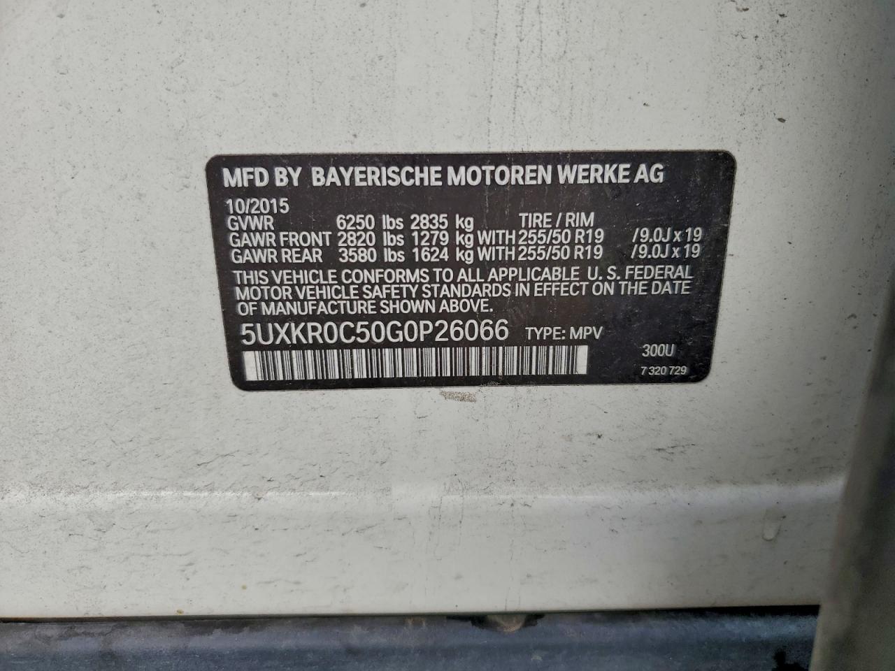 2016 BMW X5 xDrive35I VIN: 5UXKR0C50G0P26066 Lot: 93983175