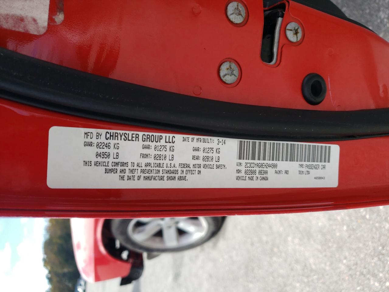 2014 Dodge Challenger Sxt VIN: 2C3CDYAG0EH244900 Lot: 90951365