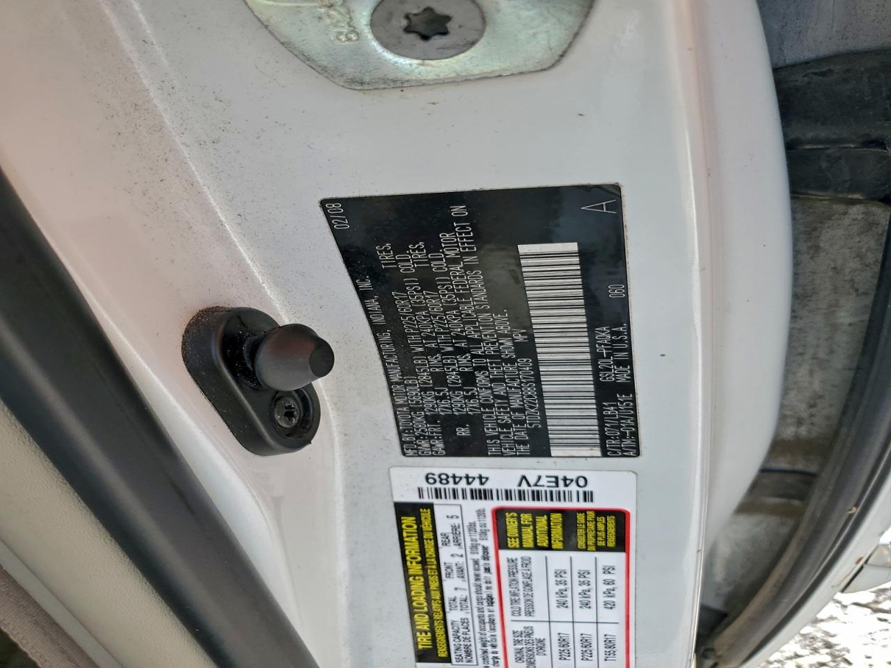 2008 Toyota Sienna Xle VIN: 5TDZK22C88S170409 Lot: 93742695