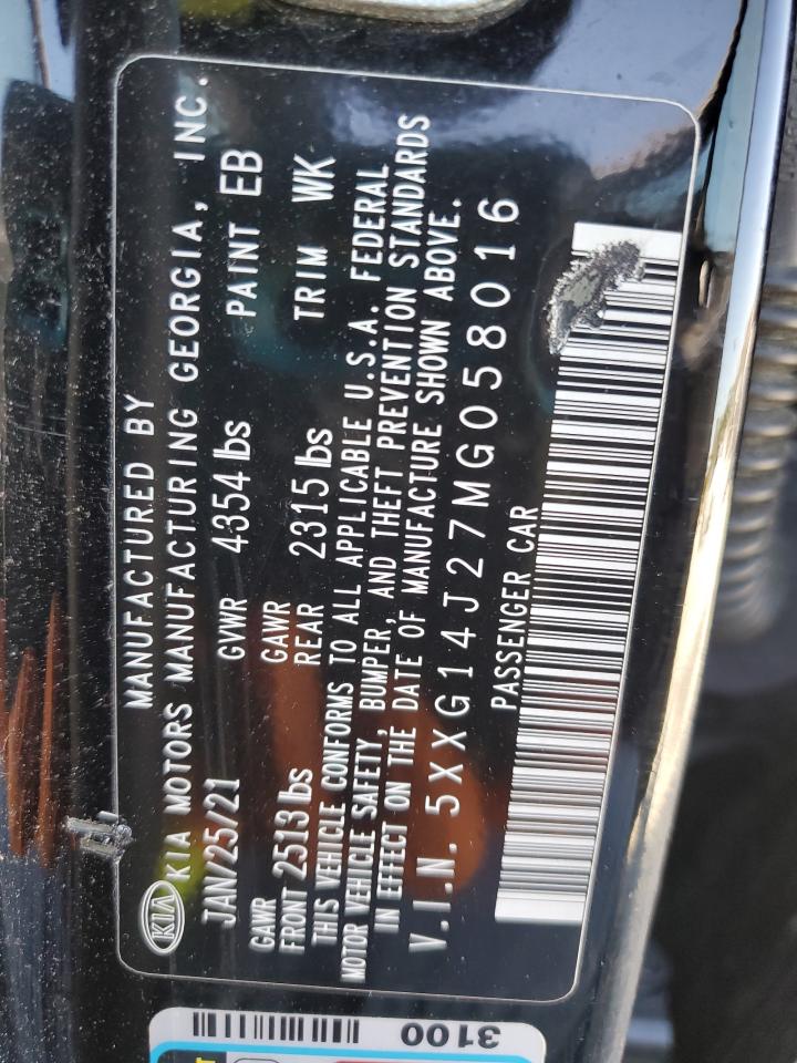 2021 Kia K5 Lxs VIN: 5XXG14J27MG058016 Lot: 92567035