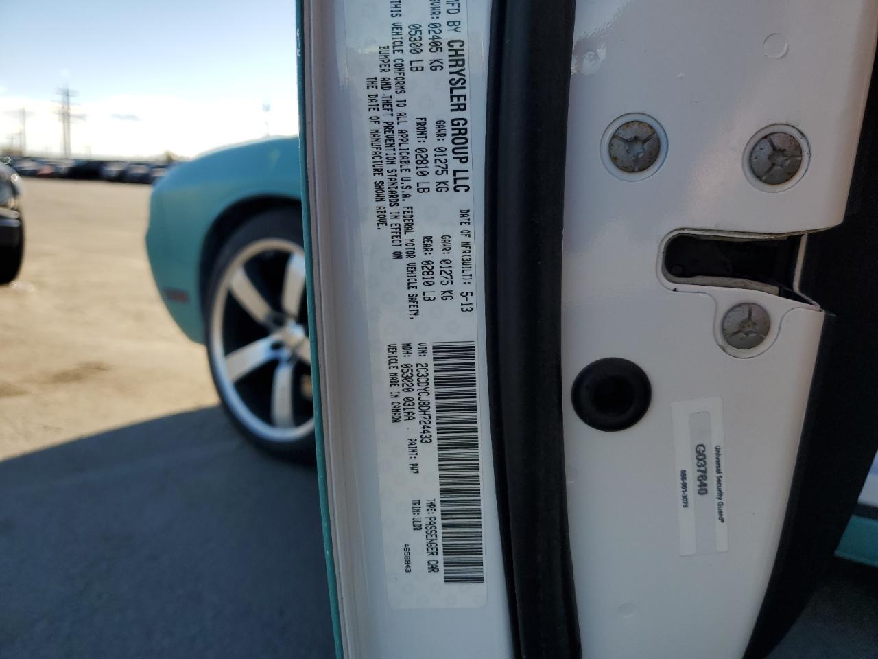 2013 Dodge Challenger Srt-8 VIN: 2C3CDYCJ8DH724433 Lot: 92899165