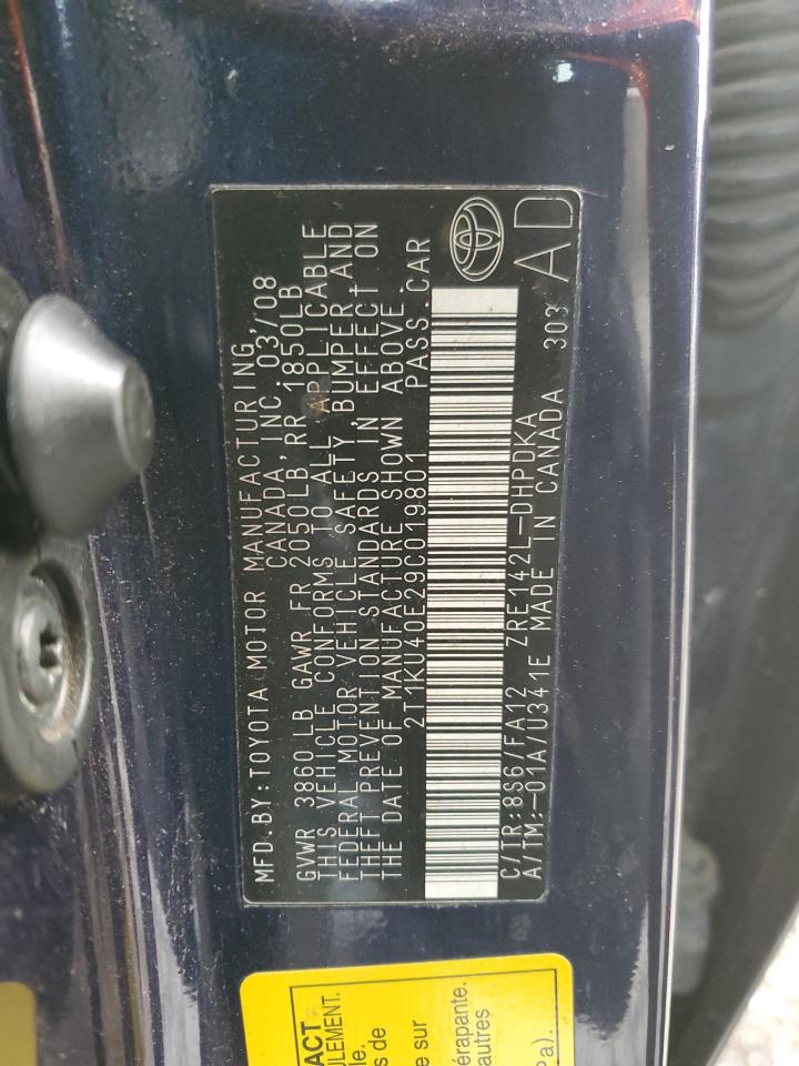 2009 Toyota Corolla Matrix VIN: 2T1KU40E29C019801 Lot: 92065775