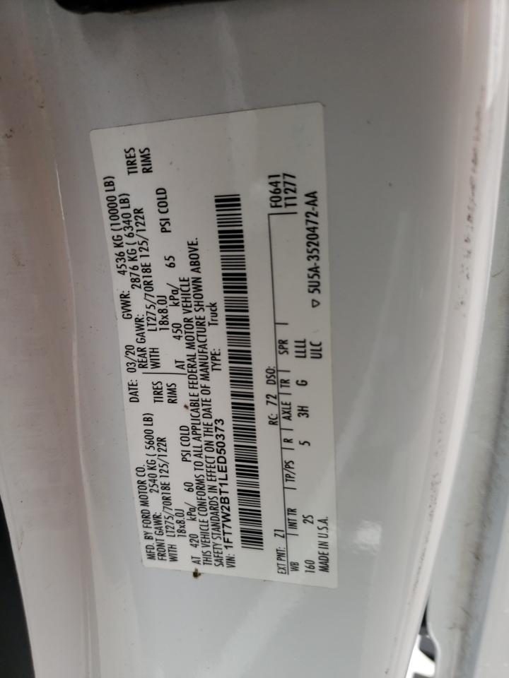 2020 Ford F250 Super Duty VIN: 1FT7W2BT1LED50373 Lot: 90713485