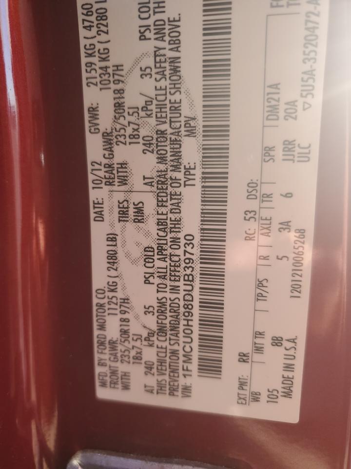 2013 Ford Escape Sel VIN: 1FMCU0H98DUB39730 Lot: 92604795