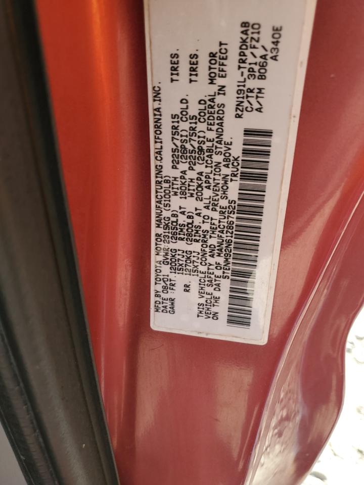 2001 Toyota Tacoma Prerunner VIN: 5TENM92N61Z867525 Lot: 91230795