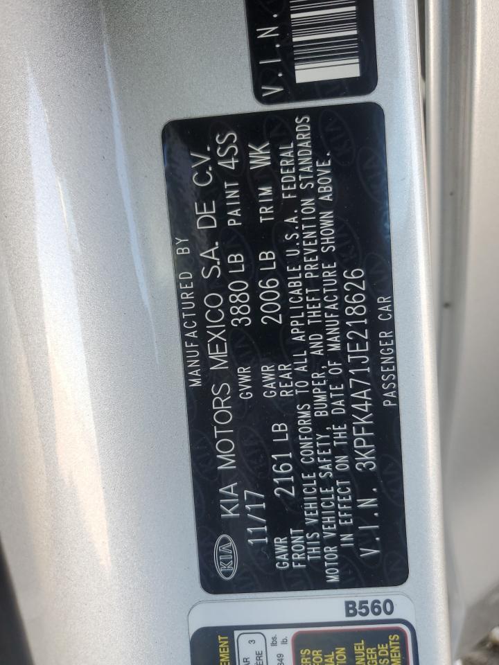 2018 Kia Forte Lx VIN: 3KPFK4A71JE218626 Lot: 92942795