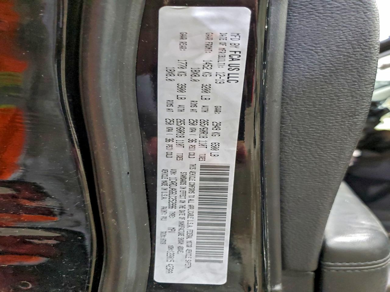 2020 Dodge Durango Sxt VIN: 1C4RDJAG6LC252996 Lot: 92375885