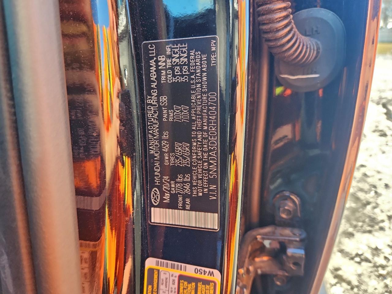 2024 Hyundai Tucson Se VIN: 5NMJA3DE0RH404700 Lot: 94533185