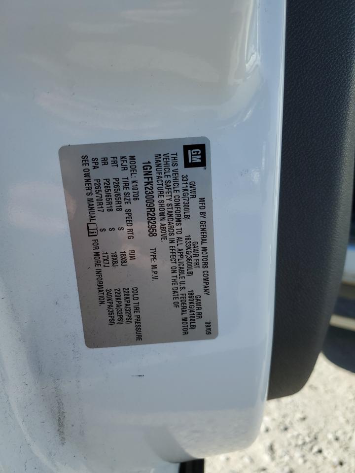 2009 Chevrolet Tahoe K1500 Lt VIN: 1GNFK23009R282958 Lot: 93437695