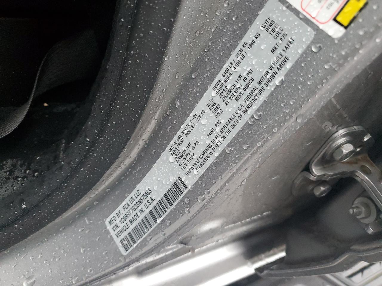 2025 Ram 1500 Big Horn/Lone Star VIN: 1C6RRFFG3SN575663 Lot: 91440555